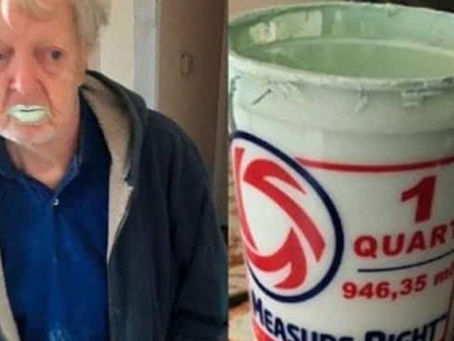 Abuelito bebe pintura al pensar que era yogurt
