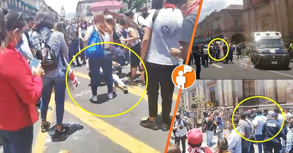 #Morelia: Chica normalista se desmaya en medio de protesta y se generan empujones a reporteros Video