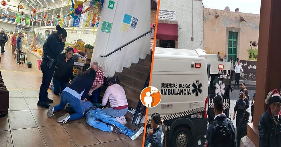 Reviven a adulto mayor sin signos vitales en Mercado Santo Niño