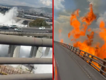 Terror desde lo alto de los puentes y dentro del transporte durante explosión de pipa en Iztapalapa