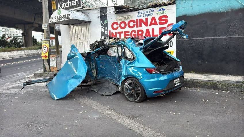 Mueren esta mañana padre e hijo tras impactarse contra pilar del Periférico en Magdalena Contreras, CDMX