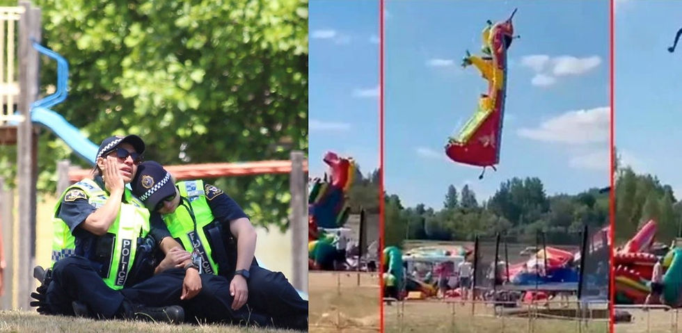 Inflable infantil vuela por los aires en festejo de último día de clases y provoca varios muertos