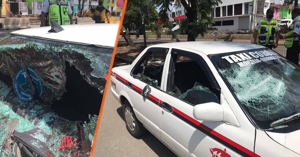 #Morelia: Sin razón aparente atacan a taxi con todo y pasajeros y roban celular