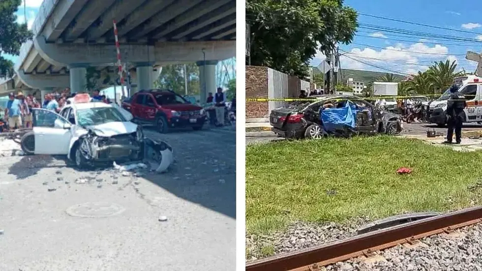 Difunden grabaciones que muestran el impacto de un tren contra varios vehículos en Irapuato.