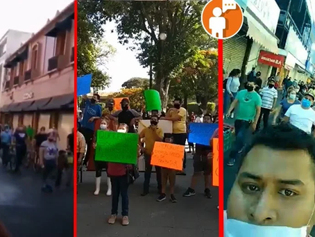 Decenas de comerciantes marchan en calles de Zamora para protestar contra las medidas del COVID-19
