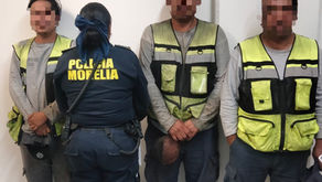 Policía Morelia detiene a tres sujetos por robo de cableado en la Morelia-Pátzcuaro