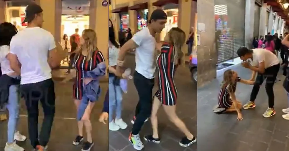 Genera polémica pelea de pareja en el centro de Morelia; ella se arrodilla para rogarle al ex +Video