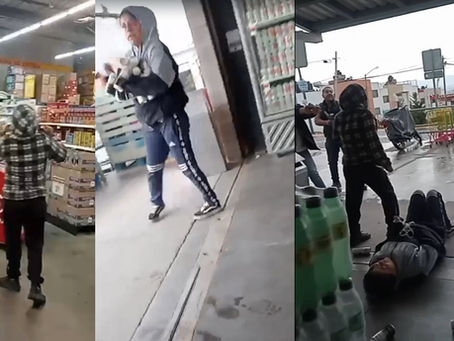 Michoacán: Por asaltar un Aurrera y amenazar con cuchillo a agentes ministeriales y empleados, disparan contra falderas