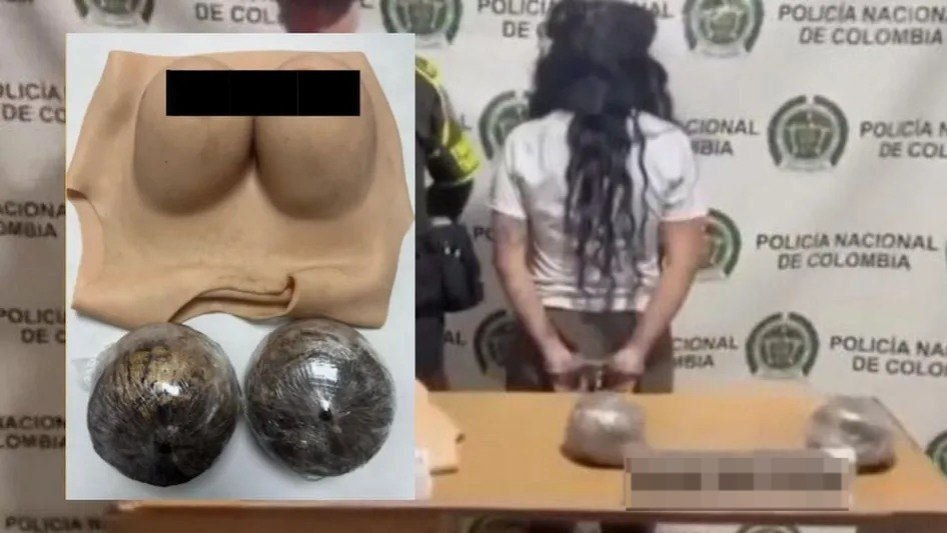 Mujer es detenida con casi 3 kilos de droga ocultos en prótesis falsa de senos en Colombia