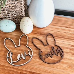 Bunny Basket Tags, Personalized, White, Brown, Easter Basket Tags