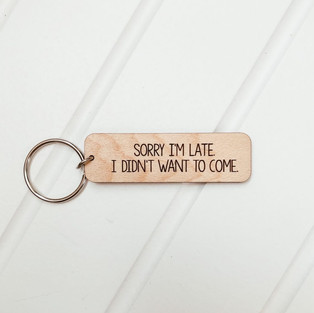 Wooden Engraved Keychain, Black Text, Handmade
