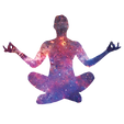 Image d'un ou une yogi au coeur de l'univers