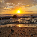 Photo coucher de soleil à la plage, calme, sérénité