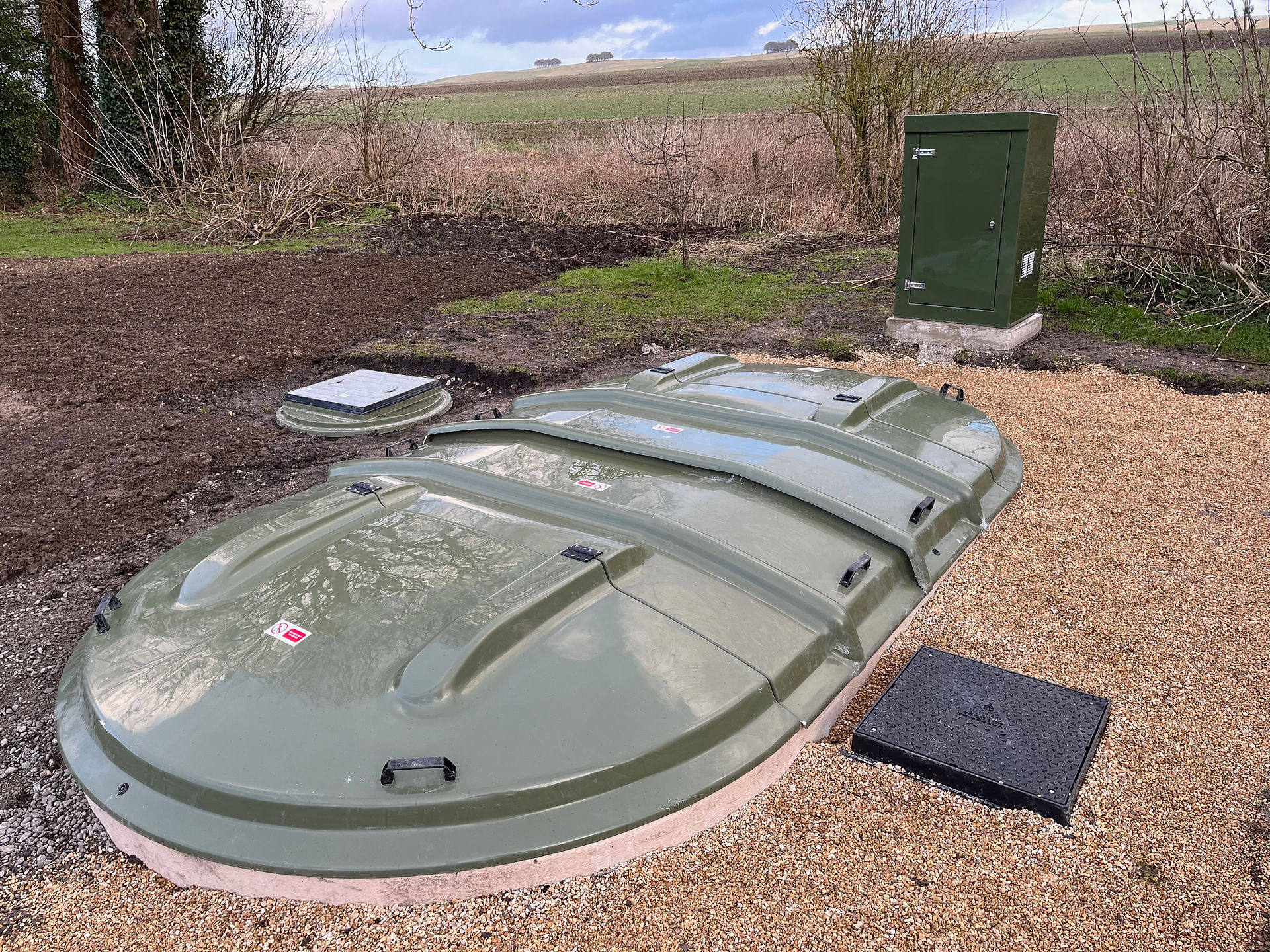 Close up of completed sewage treatment plant