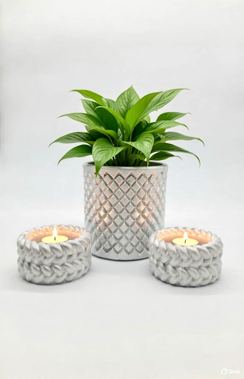 Deko Set - Pflanzentopf - 2er Set Kerzenhalter