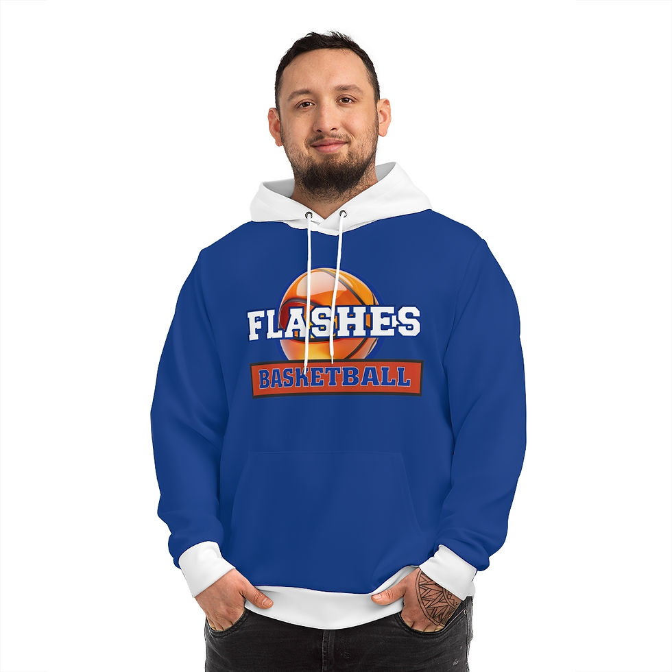 Thumbnail: FLASHES BASKETBALL Blue and White Hoodie (AOP)