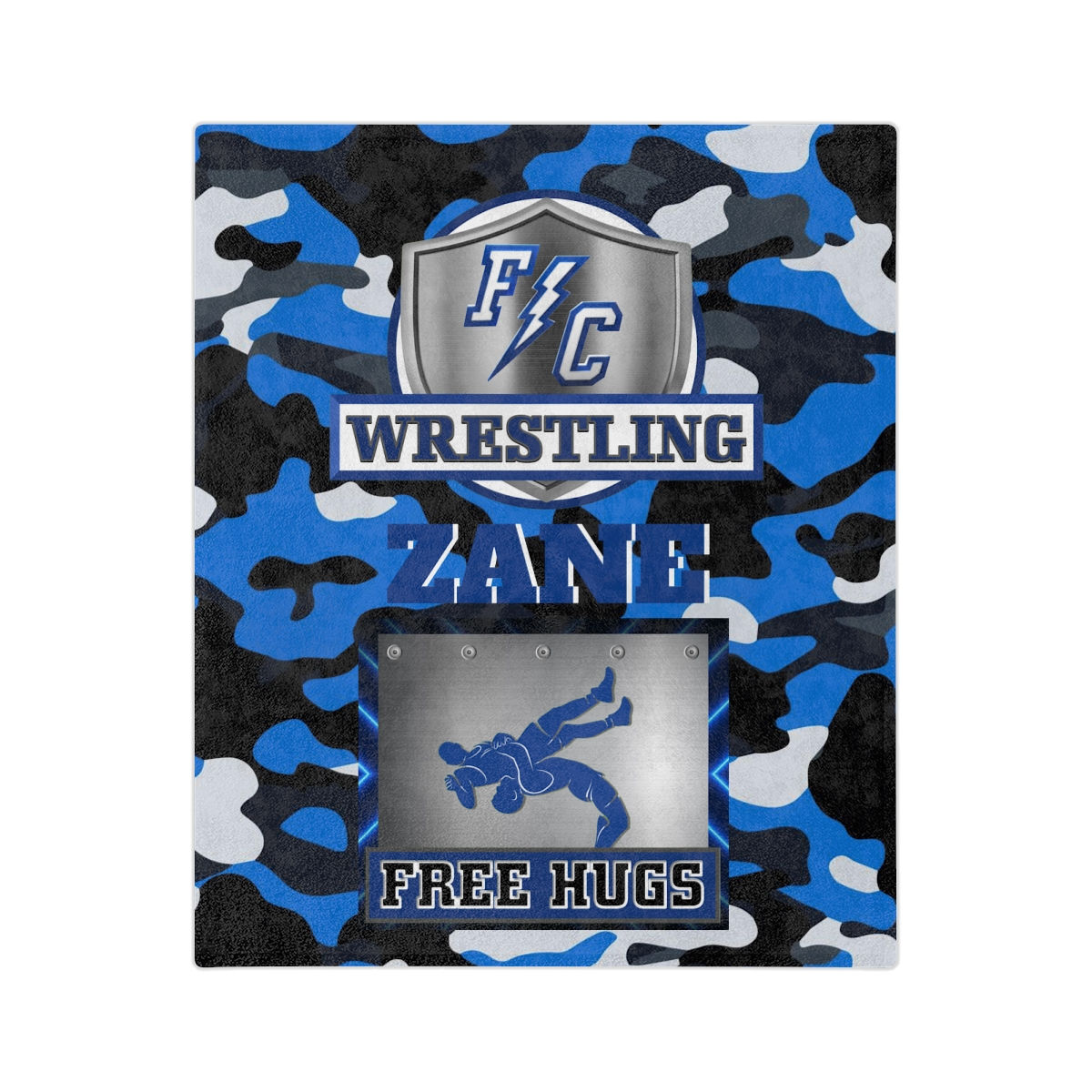 WRESTLING ZANE VERSION 1.3 CAMO 2 Minky Blanket 1 one sided 60X50 only