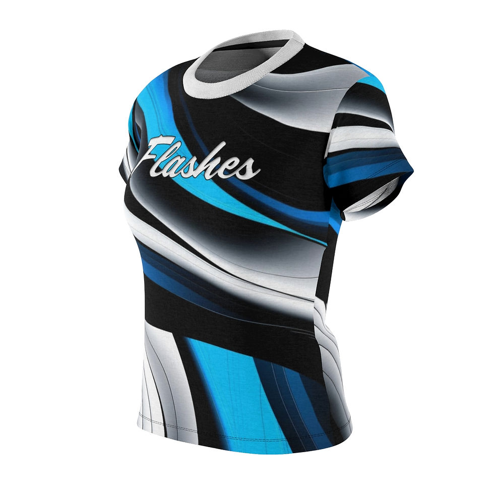 Thumbnail: FLASHES Blue/White/Gray Women's Cut & Sew Tee