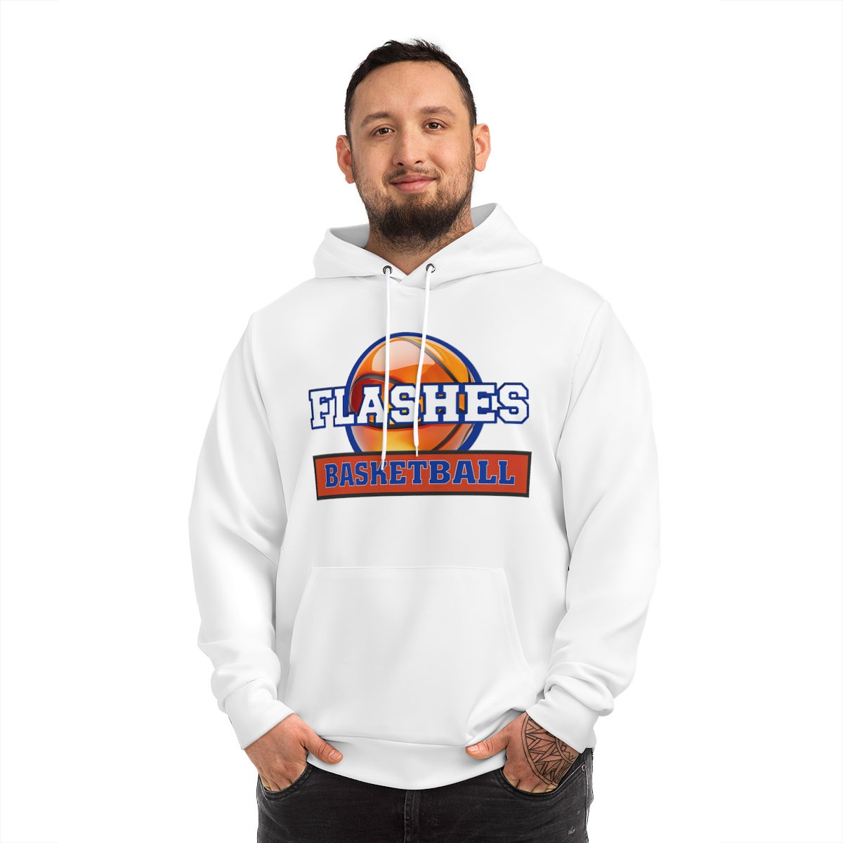 FLASHES BASKETBALL all white Hoodie (AOP)