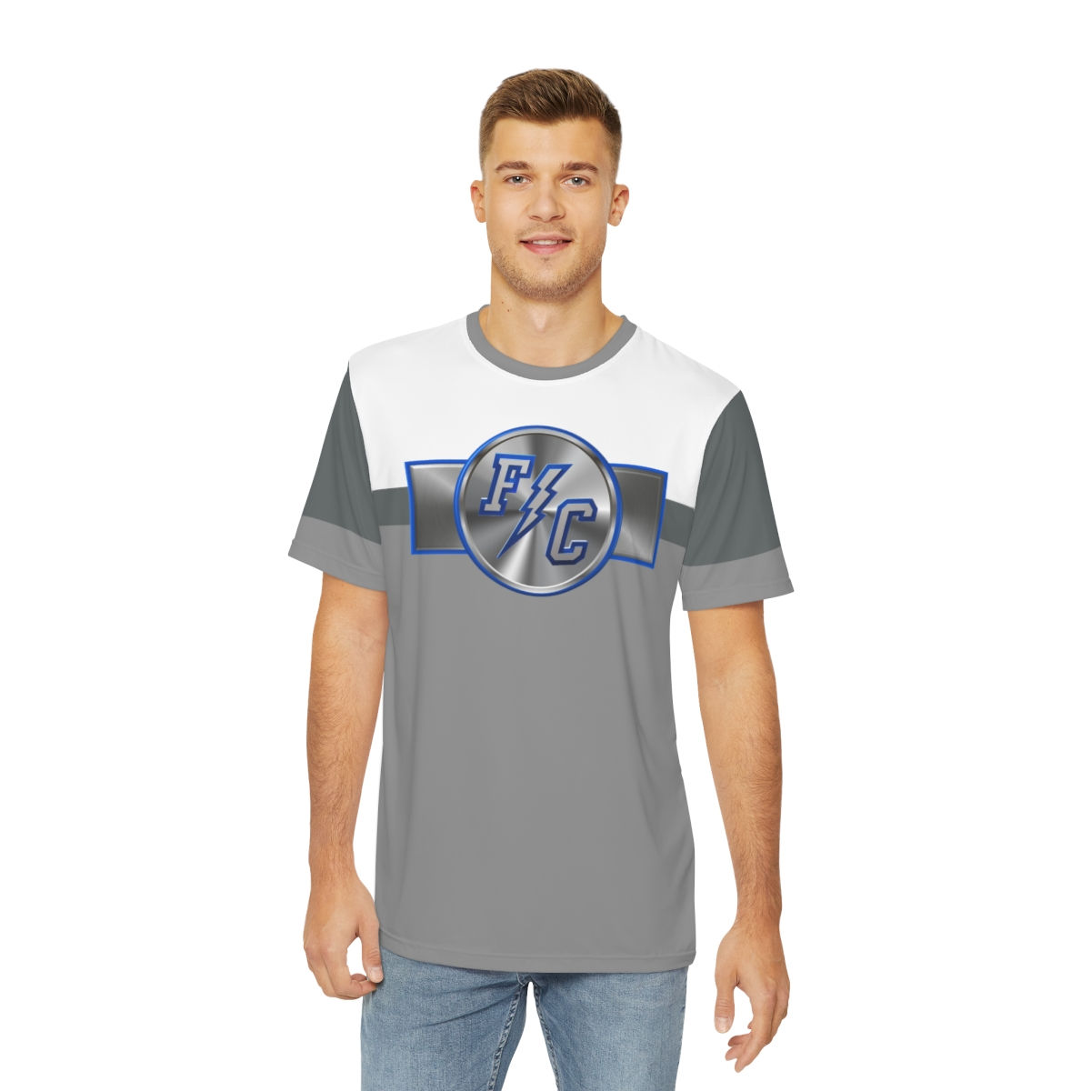 FC GRAY & WHITE Men's Polyester Tee