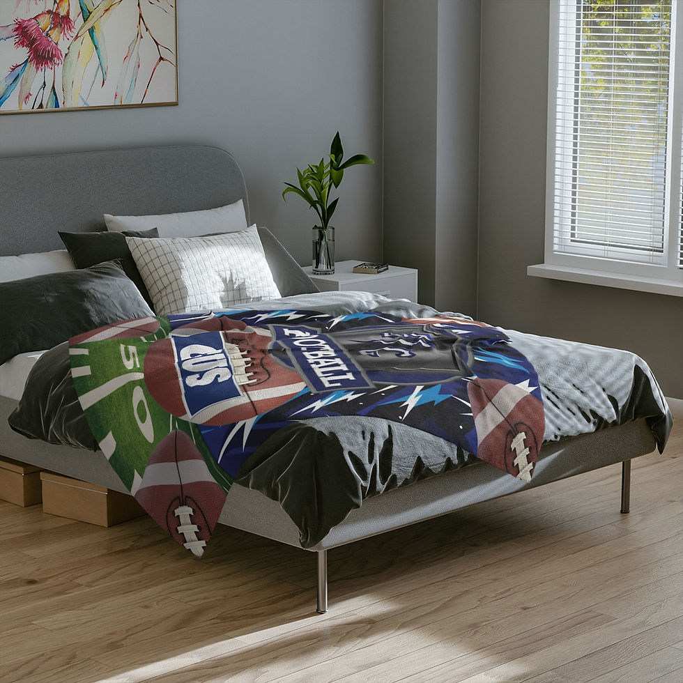Thumbnail:  Football 1.2 GUS Velveteen Minky Blanket 1 one sided