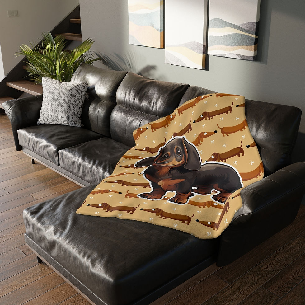 Thumbnail: Dachshund Velveteen Minky Blanket (Two-sided print)