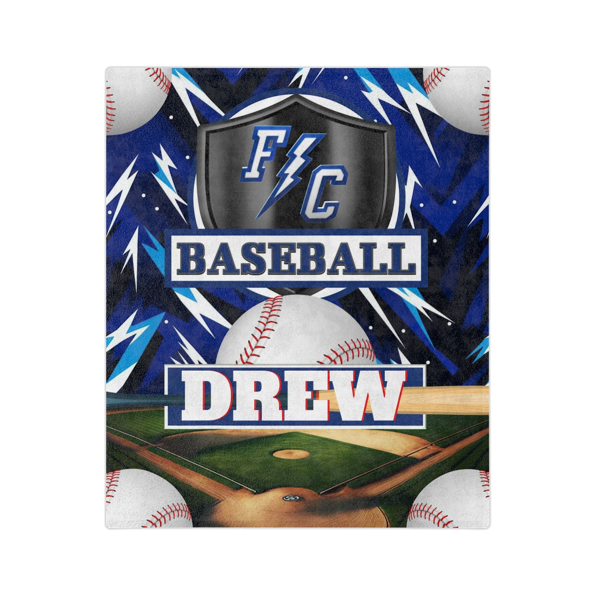 Baseball 1.0 Drew Velveteen Minky Blanket