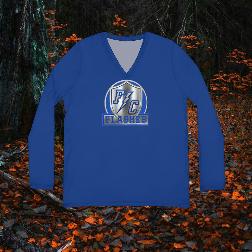 Thumbnail: FC BLUE SHIELD FLASHES BLUE  EDITION Women's Long V-neck Shirt
