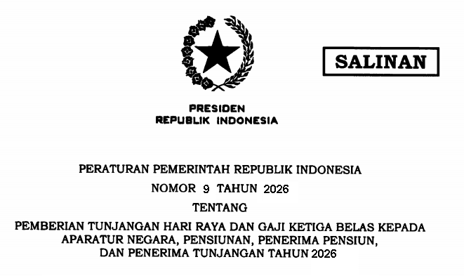 Peraturan Pemerintah PP Nomor 9 Tahun 2026