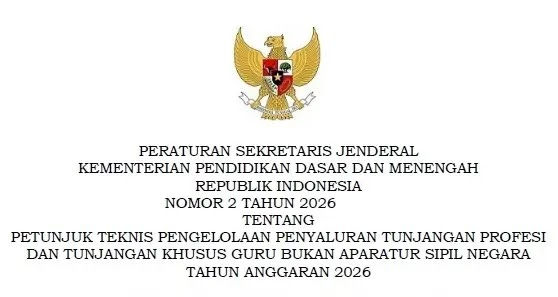 Juknis Tunjangan Khusus (DASUS) Guru Non ASN Tahun 2026