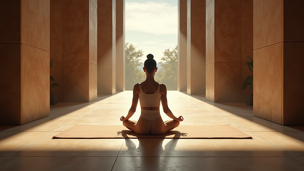 High angle view of a serene meditation space