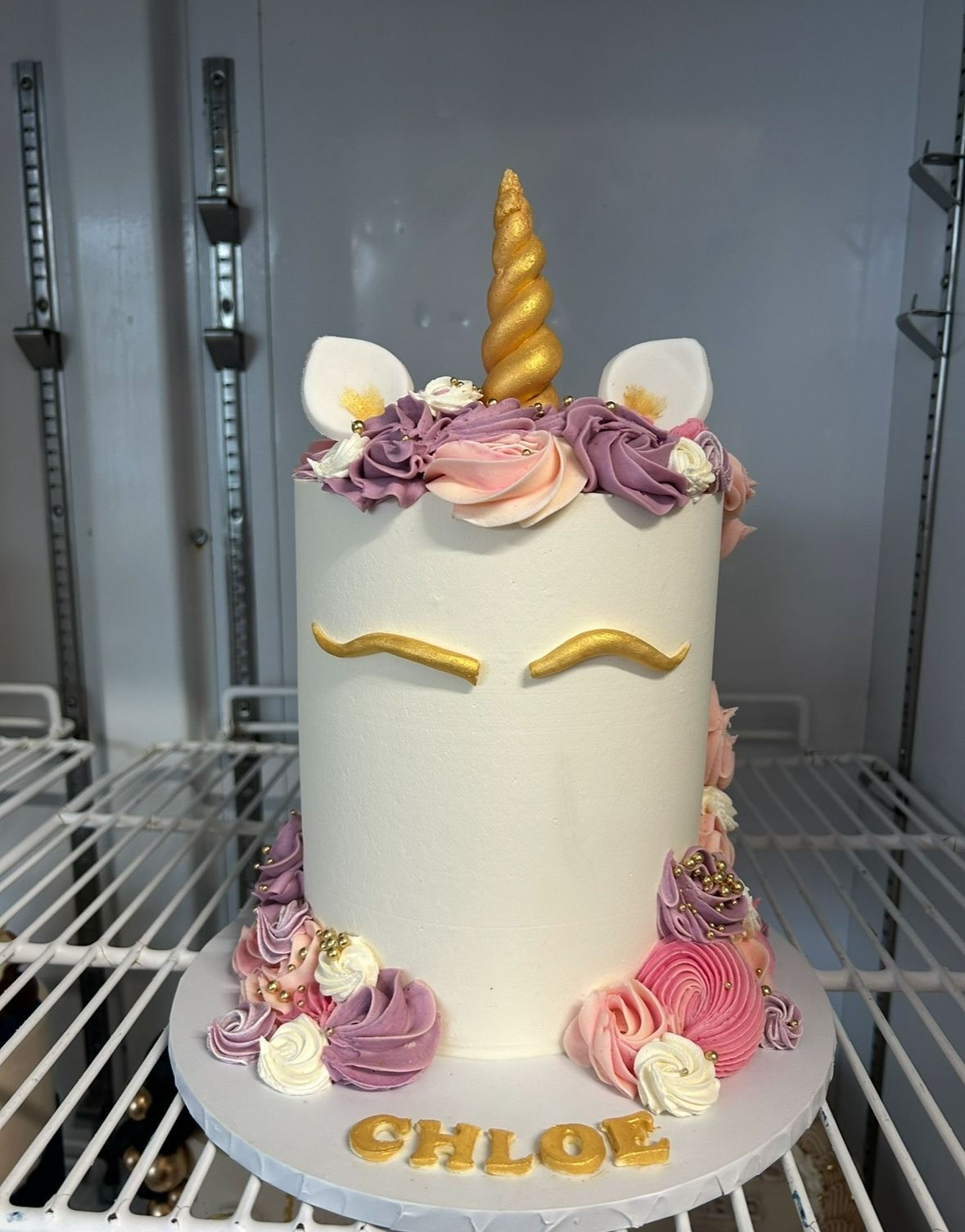 Gold Unicorn Birthday Cake