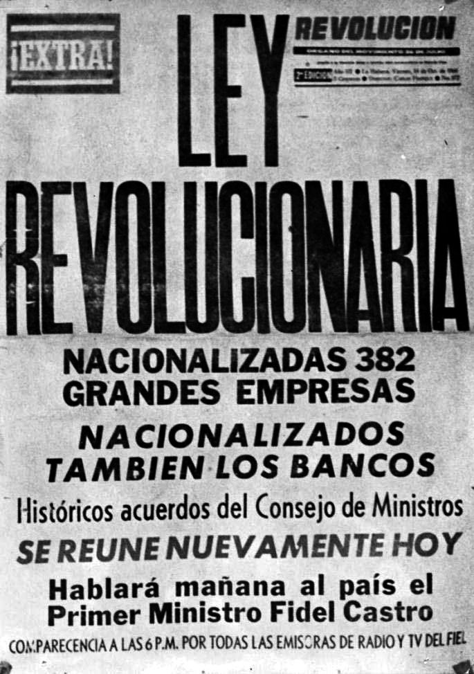 cuba nacionalizacion empresas régimen castro