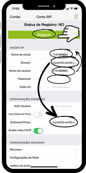 configurando zoiper com número digutal cent3r
