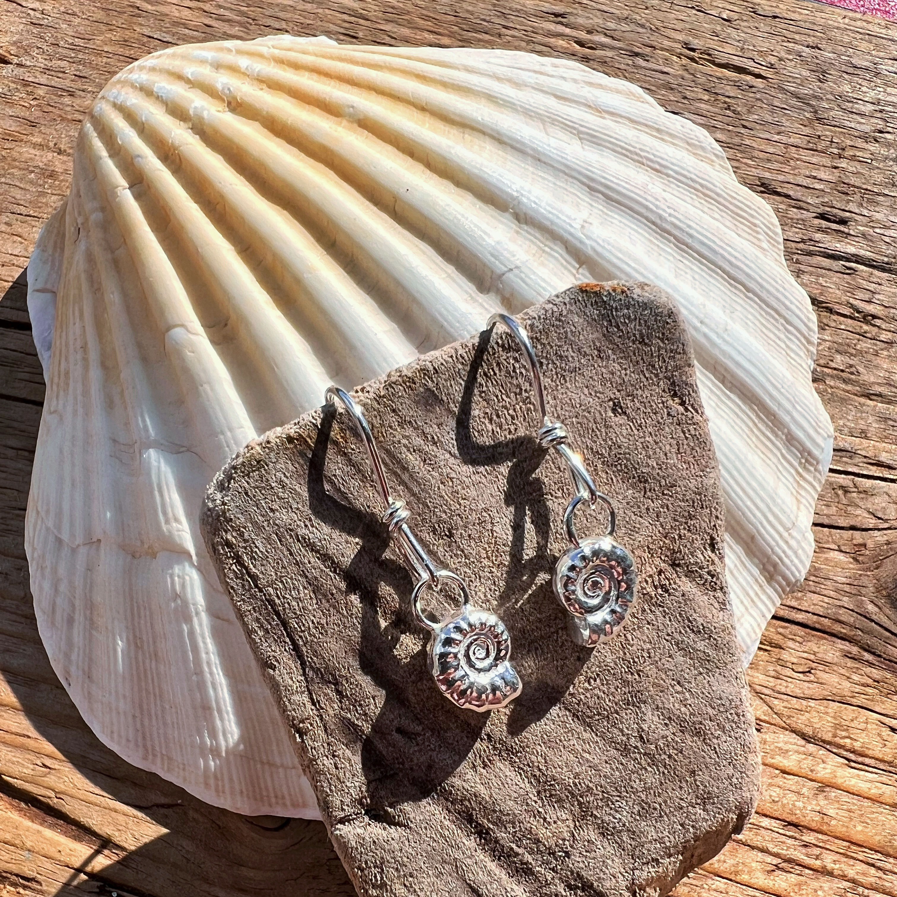 Ammonite Fossil Hook Earrings