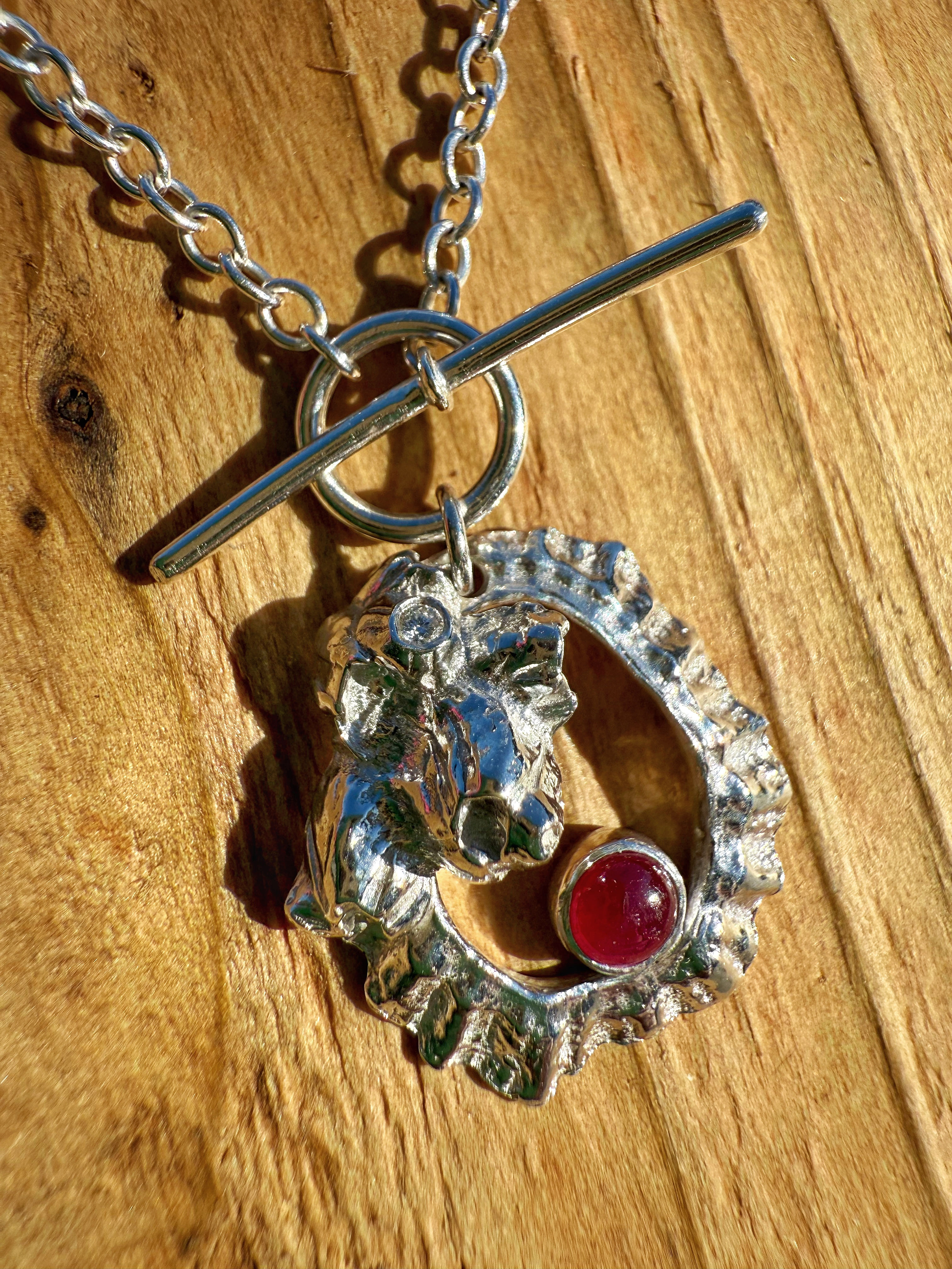 Ocean Diamond and Ruby Limpet and Barnacle Necklace