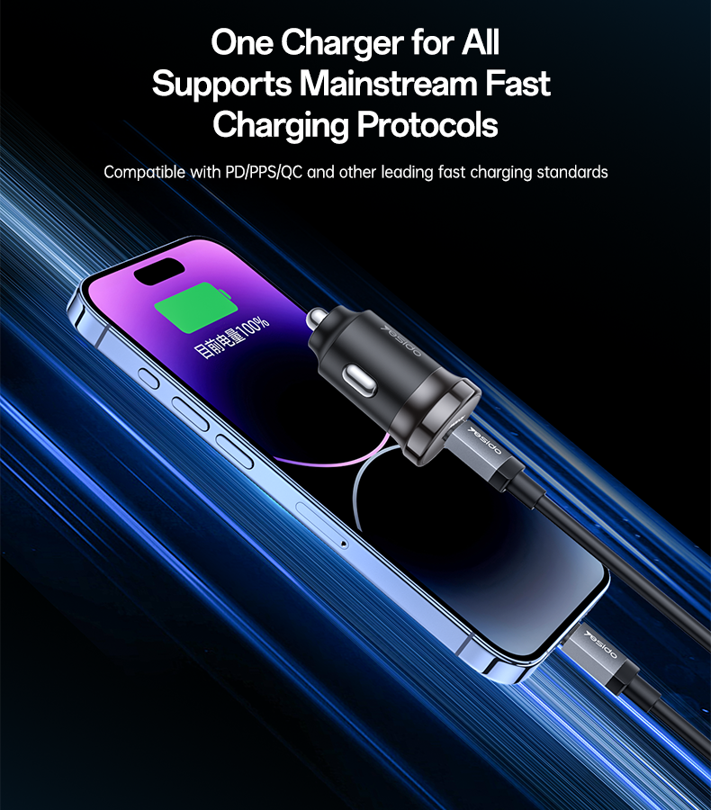 الصورة المصغرة: Y74 Car Charger 30W Fast Charging Single USB-C Port Cigarette Lighter Power
