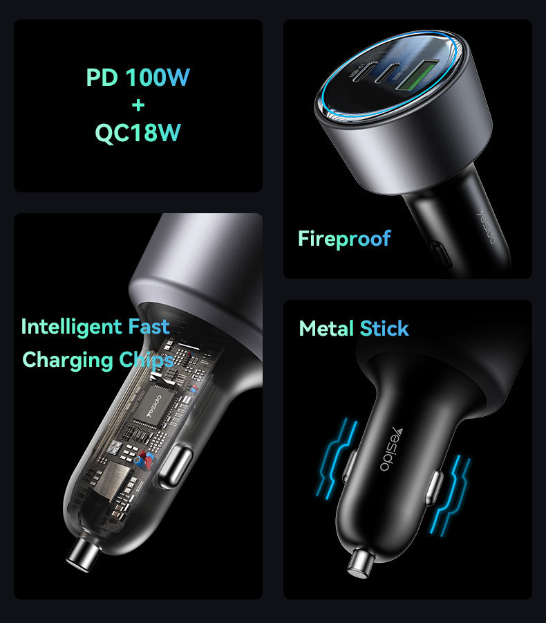 Thumbnail: Y59 Dual TC Ports And QC 18W 200W Fast Charging Support With Multi Protection Ca
