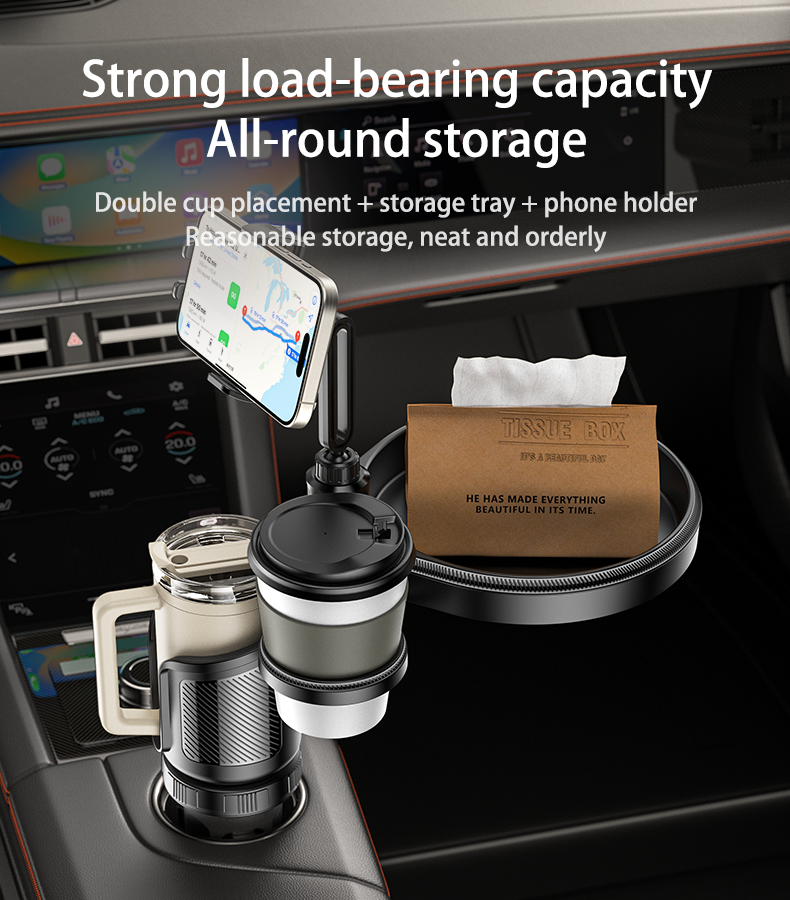 Thumbnail: C274 4 in 1 Car Multi-function Tray Water Cup Phone Holder(Black)