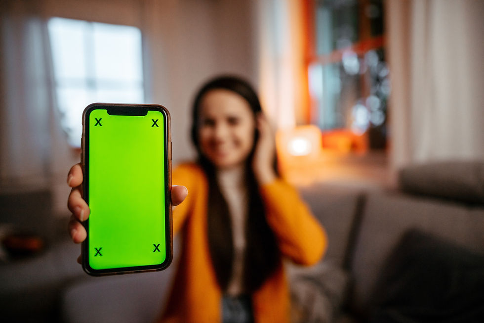 girl smiling holding phone to camera showing results of Think Yourself Slim Quiz