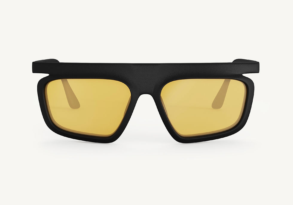 Flat Top sunglasses with a black flat‑top rectangular frame and yellow lenses, front view on a white background.