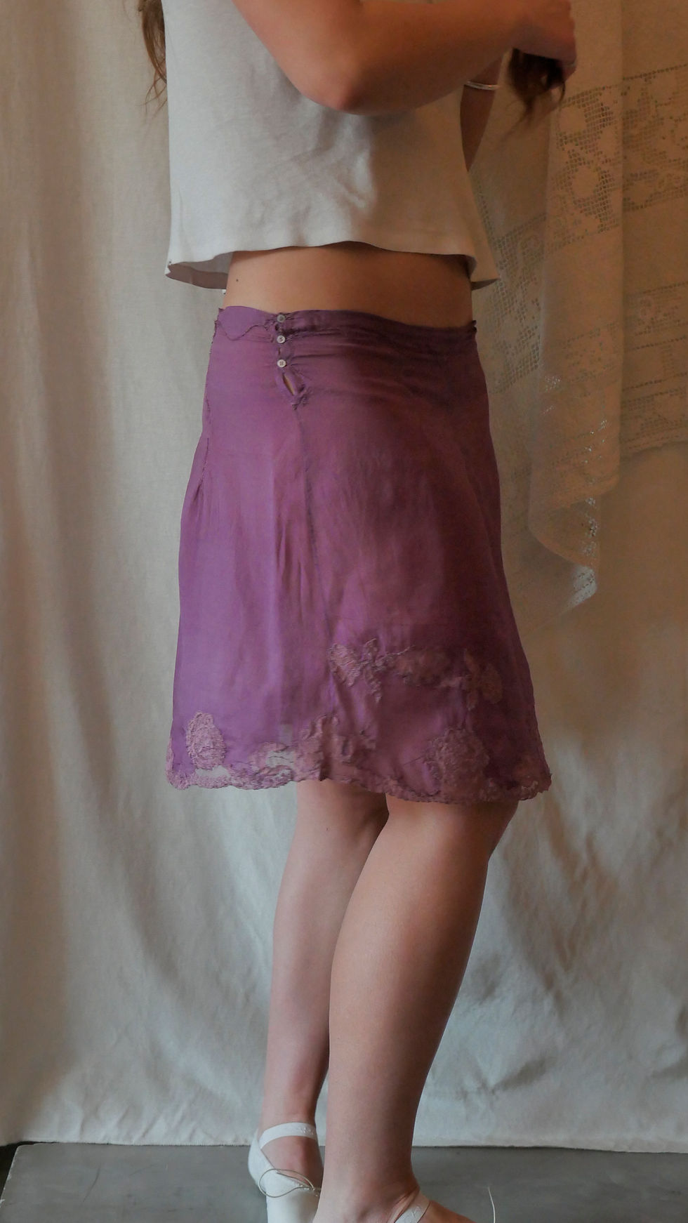 Thumbnail: 1920s Purple Silk Slip Skirt