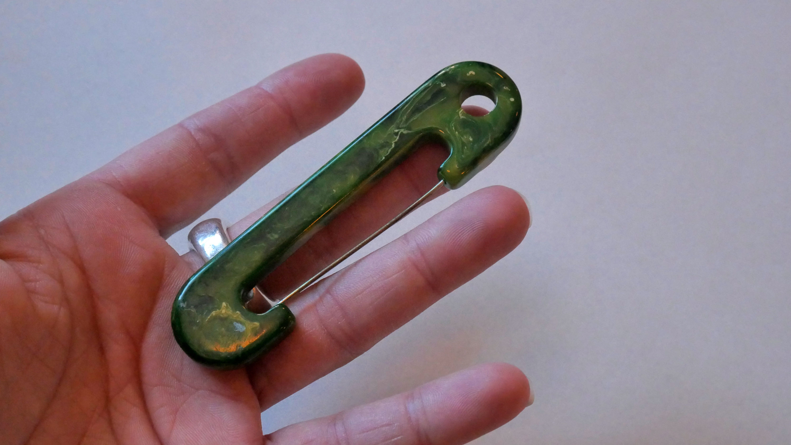 1950s Bakelite Safety Pin Brooch