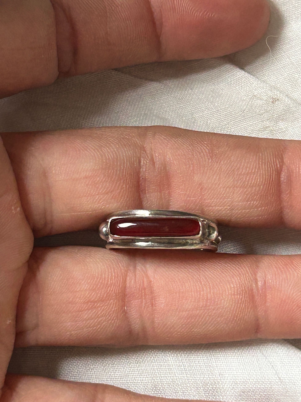 Thumbnail: Unique Sterling Silver Studio Ring with Carnelian