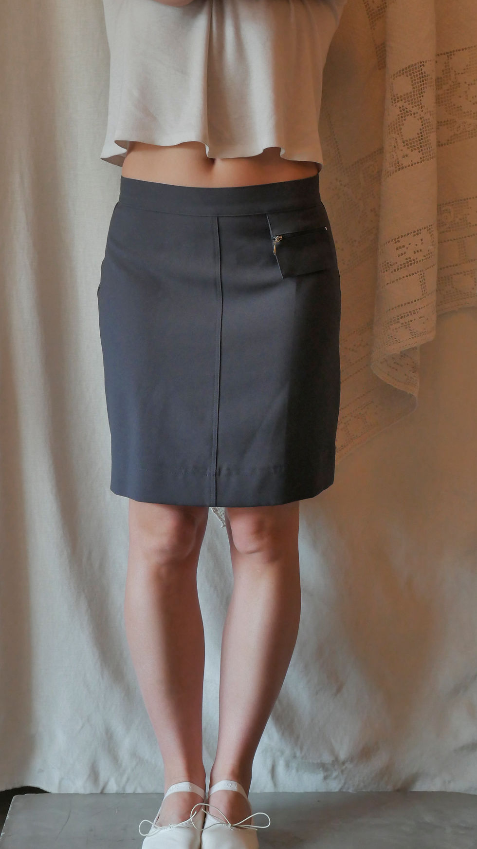 Thumbnail: 1990s Minimal Zipper Pocket Skirt