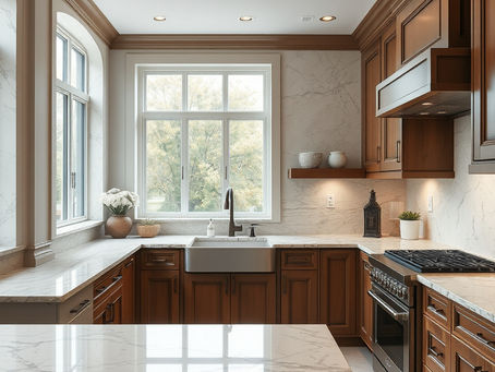pristine kitchen with natural stone countertops