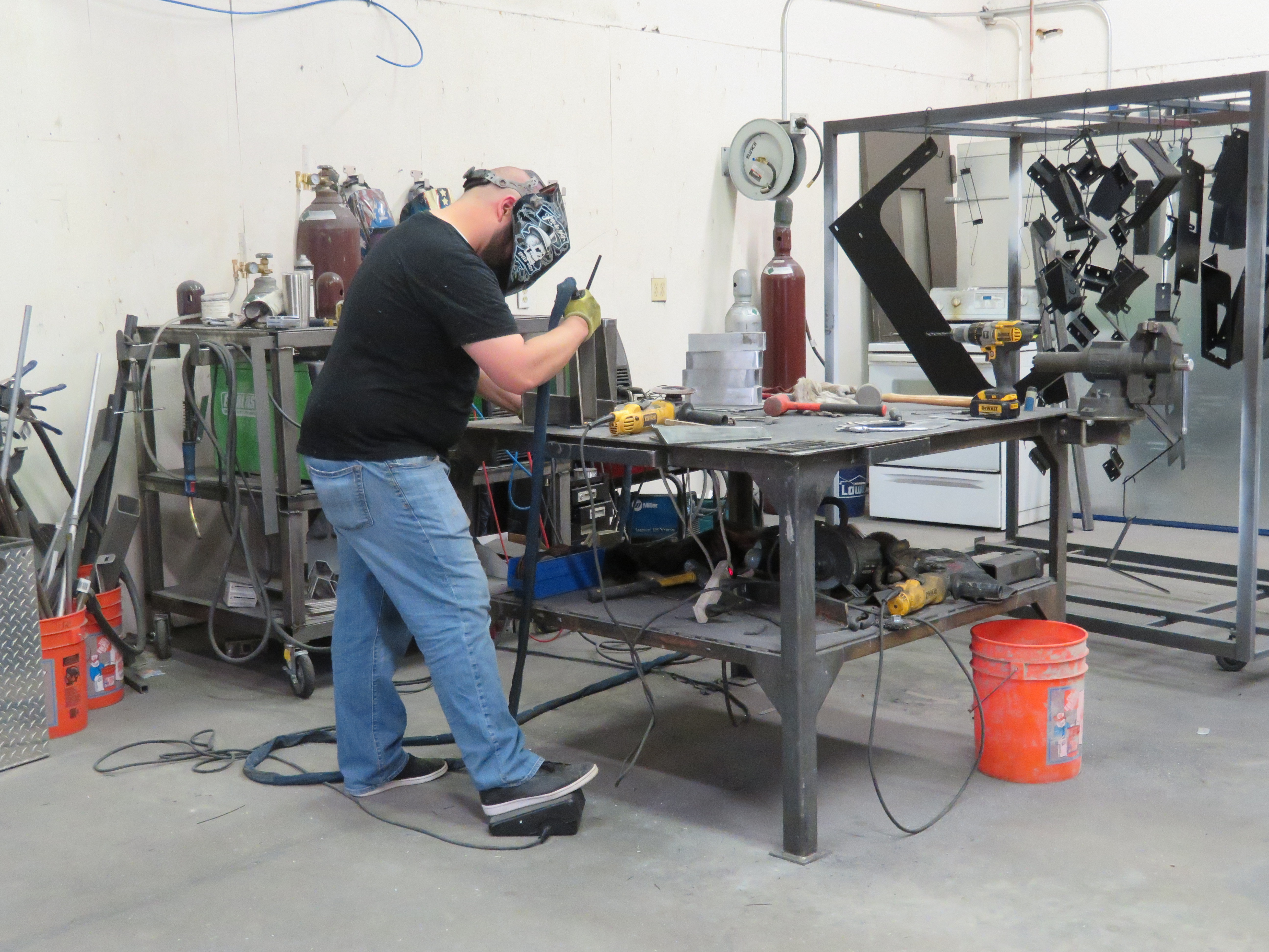 Dan making Custom Fab Brackets