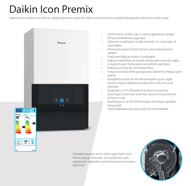 Küçük resim: DAIKIN Icon Premix 20 kW  | Tam Yoğuşmalı Kombi