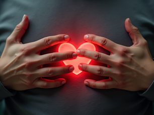 Hands Over Glowing Heart Symbolizing A Happy Gut