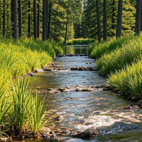 Nature hike along a winding creek.